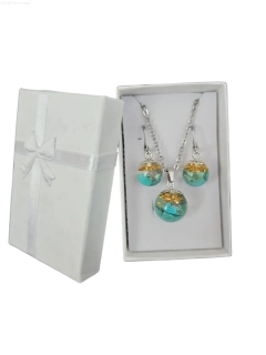 Sada šperků z tyrkenitu – náušnice a řetízek (dárková krabička)