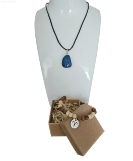 Set – Náramek Kozoroh + náhrdelník s modrým achátem