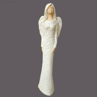 Andělka Alexandra krémová, výška 39 cm - sádra