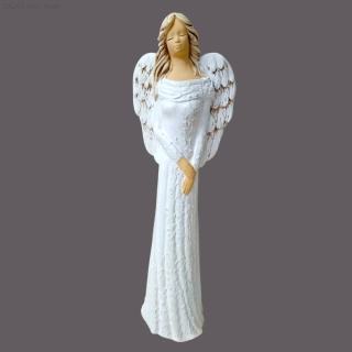 Andělka Lena bílá perleť, výška 41 cm - sádra