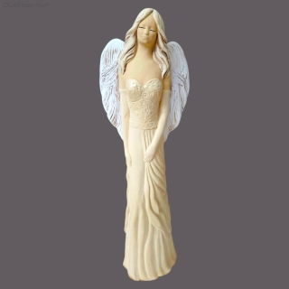 Andělka Sandra broskvová, výška 42 cm - sádra