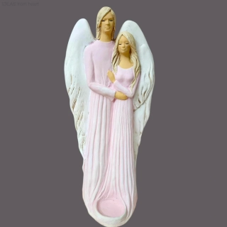 Sádrový andělský pár růžový, výška 42 cm