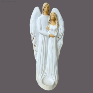 Sádrový andělský pár bílý, výška 42 cm
