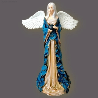 Andělka Gaia 50 cm s minerálem Achát mechový – Powertex