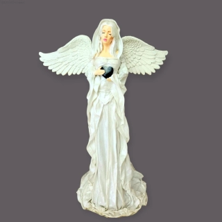 Andělka Magdalena Marie 50 cm Strážkyně rovnováhy a světla s černým pruhovaným achátem - Powertex