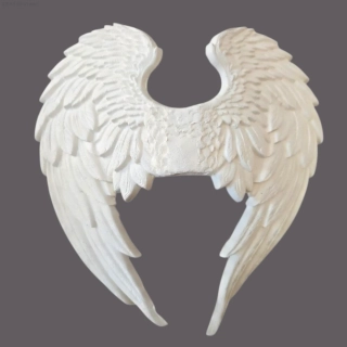 Andělská křídla z polyuretanu – bílá, 26 × 21 cm | pro tvorbu soch a andělů