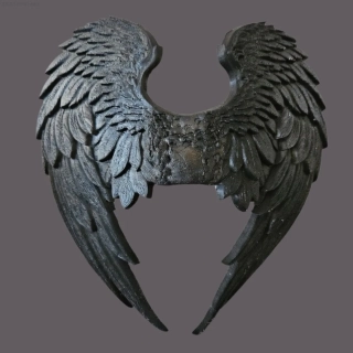 Andělská křídla z polyuretanu – čená, 26 × 21 cm | pro tvorbu soch a andělů