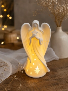 Anděl se světlem 15 cm s LED čajovou svíčku | dárkově baleno s citátem