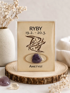 Minerální přívěsek srdce – ametyst -Ryby