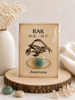 Minerální přívěsek srdce – zelený avanturín – Rak