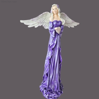 Andělka Valeria 77 cm ve fialové barvě s přírodním minerálem RŮŽENÍN - Powertex