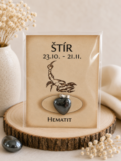 Minerální přívěsek srdce – hematit – Štír