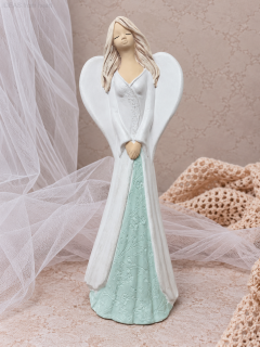 Anděl Majda v bílo-mintové 36cm - sádra