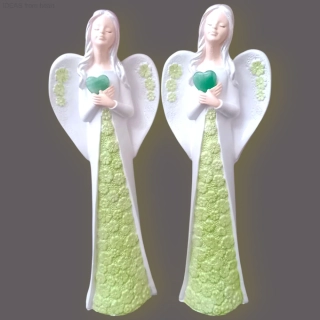 Sádrová Andělka s Minerálem AVANTURÍN ZELENÝ - sádra