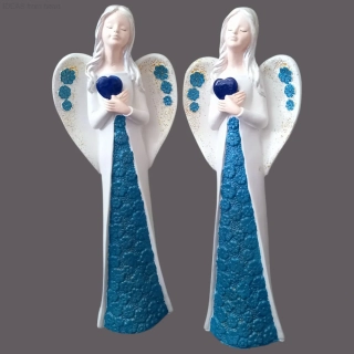 Sádrová Andělka s Minerálem - LAPIS LAZULI 